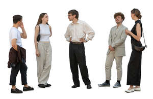 group of friends at a party standing and talking