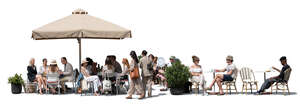 cut out large street cafe scene with many people