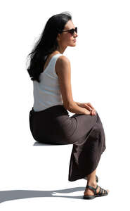 woman sitting seen from back angle