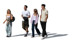 cut out group of teenagers walking