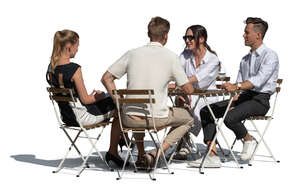 cut out group of fancy people sitting in a cafe