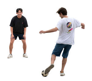 two boys playing football