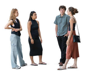 cut out group of friends standing and talking