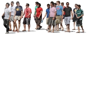large group of men walking