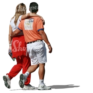 couple walking and holding each other