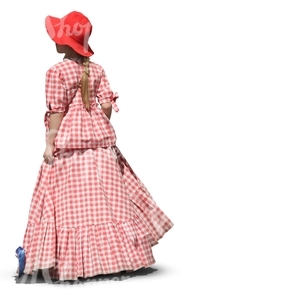 girl in a red historic costume