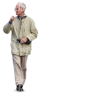 cut out grey-haired man walking