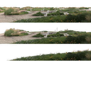 rendering of a foreground with pavement and plants in ambient light on three separate layers