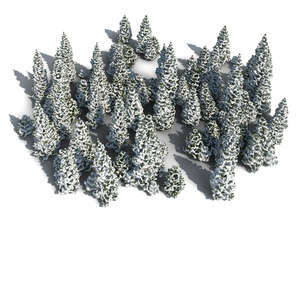cut out group of rendered spruce trees in winter