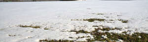 large field of melting snow