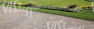 park ground with formal flowerbeds