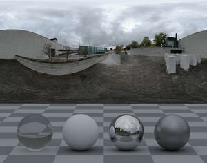 HDRI panorama of a courtyard of an art museum
