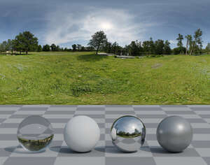 HDRI panorama of park in summer