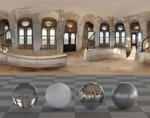 HDRI panorama of an interior of an old lookout tower