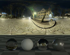 HDRI panorama of a city street in the night