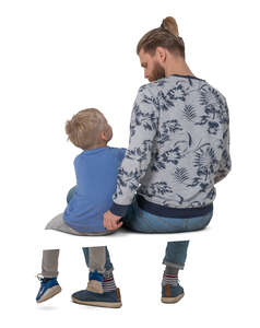 cut out father and son sitting and talking