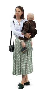 woman holding a child standing
