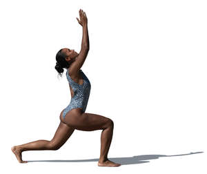 cut out woman in a swimsuit doing yoga exercises