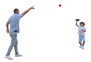 man playing a ball game with his son