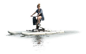 cut out woman riding on a water bike