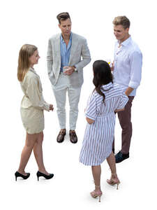 top view of a group at a summer party standing and talking