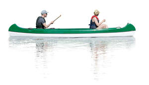 two cut out people canoeing