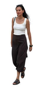 cut out south american woman walking