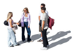 top view of four young people standing