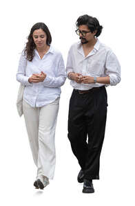 cut out man and woman walking