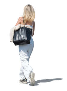 cut out blonde woman walking