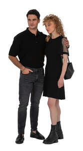 cut out couple in black standing