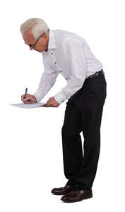 cut out senior businessmen signing documents