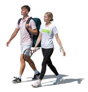 two cut out tennis players walking