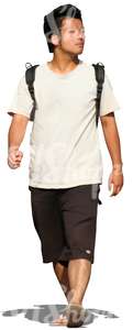cut out asian man walking