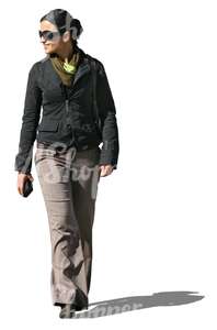 woman walking and smiling