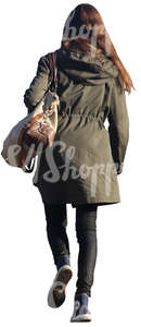 woman walkiong up the stairs