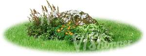 small flowerbed with a stone