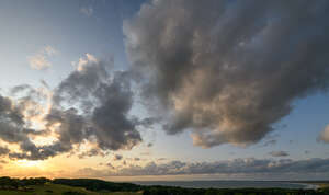 sunset with cumulus clouds