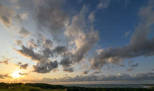 sunset with sun above the horizon
