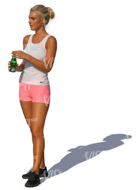woman doing sports drinking water 