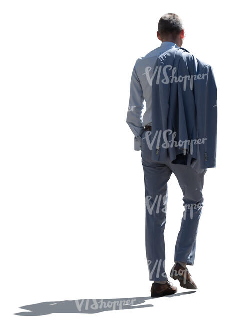 cut out backlit man in a suit walking