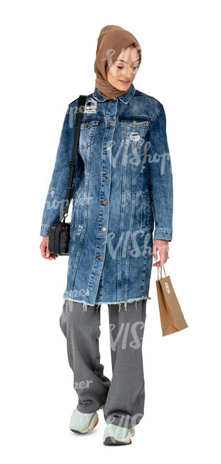 cut out muslim woman walking
