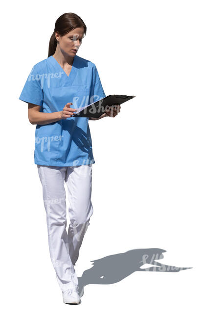 cut out female medical worker walking