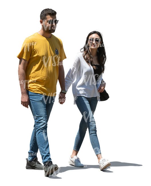 cut out man and woman walking and holding hands
