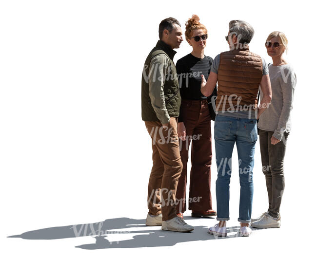 cut out backlit group of people standing and talking