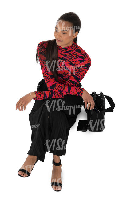 young black woman sitting seen from above