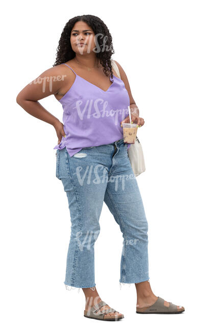 cut out young black girl standing