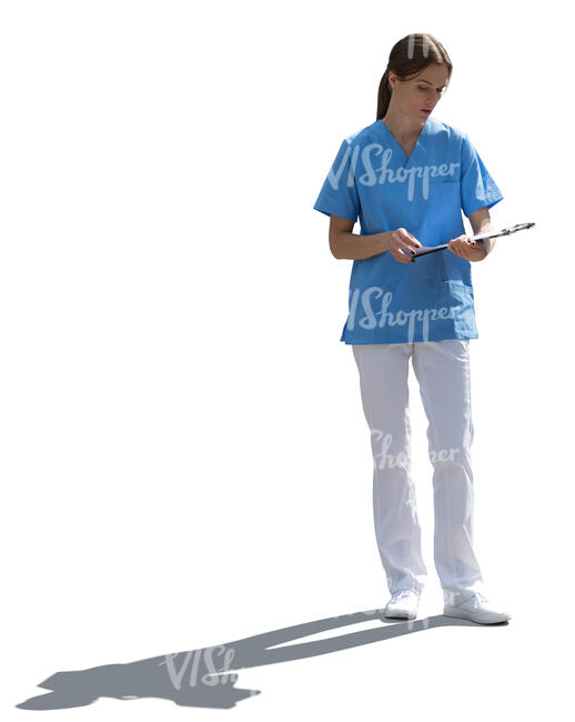 backlit medical worker standing