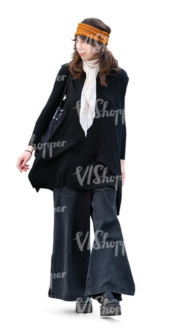 cut out stylish woman walking
