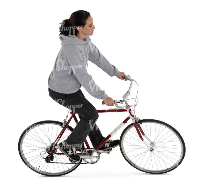 woman riding a bike seen from above